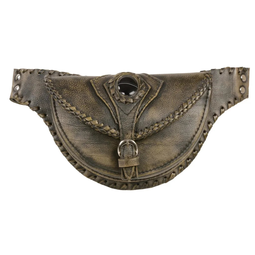 Braided Hip Belt Mp8835 Womens Brown Leather Bag | Milwaukee Purse