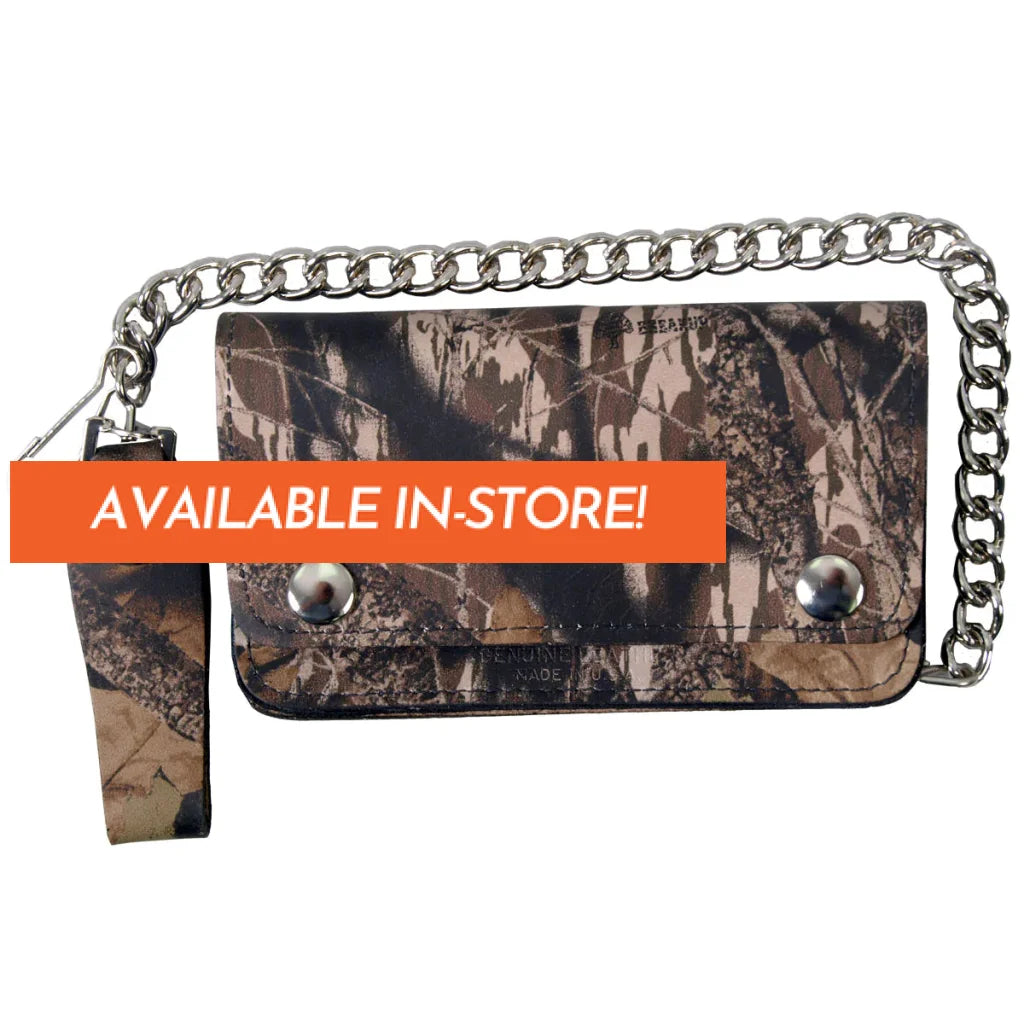 Hunting Camo 6 Bi-Fold Wlc3002 Leather Bi-Fold Wallet With Chain Hot Leathers