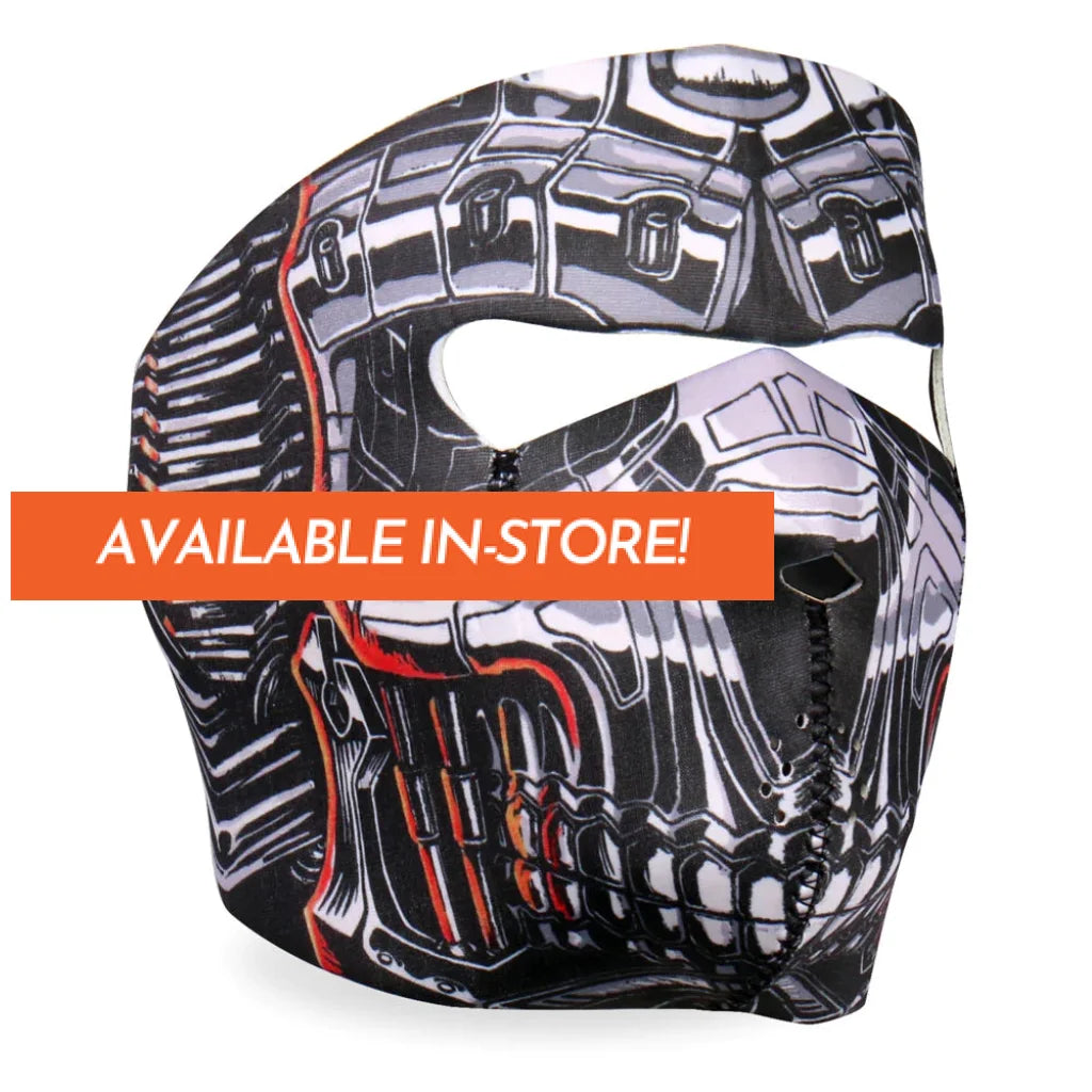 Neoprene Full Face Mask Robot Skull Bullet Black Gray Red Motorcycle Protective Riding Gear and Accessories