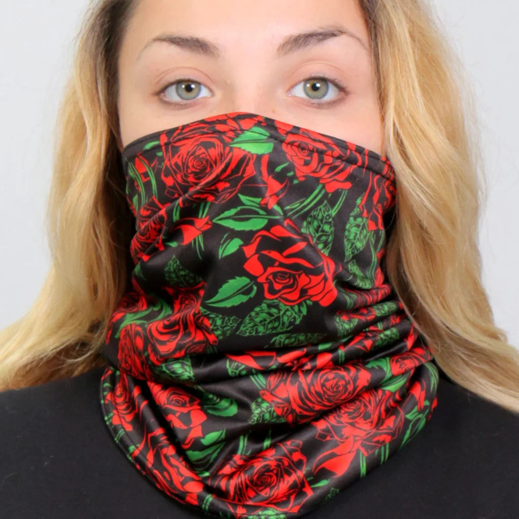 Polyester Neck Gaiter - Wild Roses Hwn2035 | Hot Leathers Face Mask