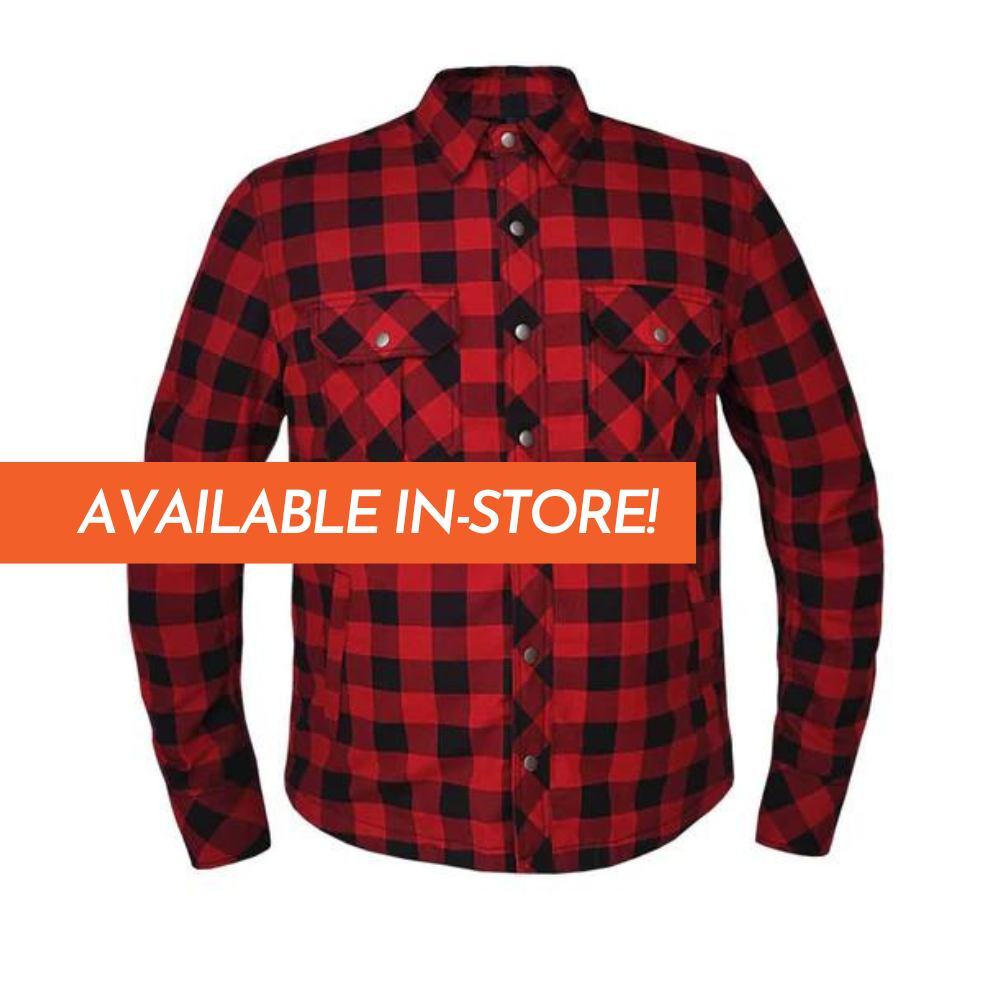 Reinforced Black and Red Flannel - Extreme Biker Leather