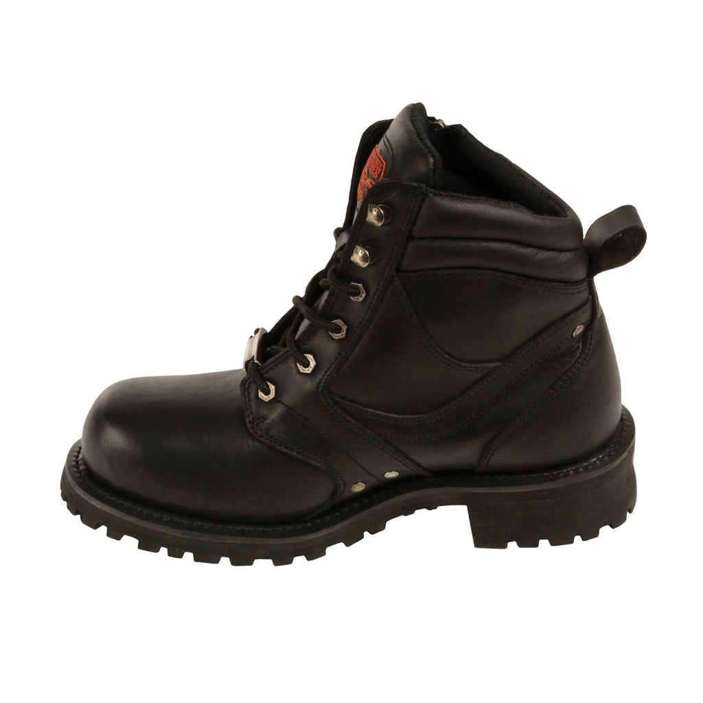 Short Lace-Up 6-In Motorcycle Leather Boot