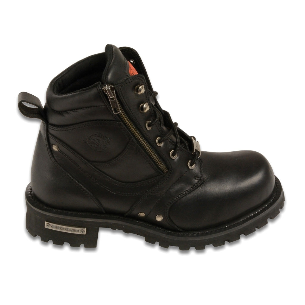 Short Lace-Up 6-In Motorcycle Leather Boot
